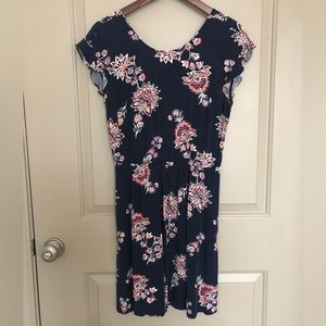 Navy Blue Floral Dress